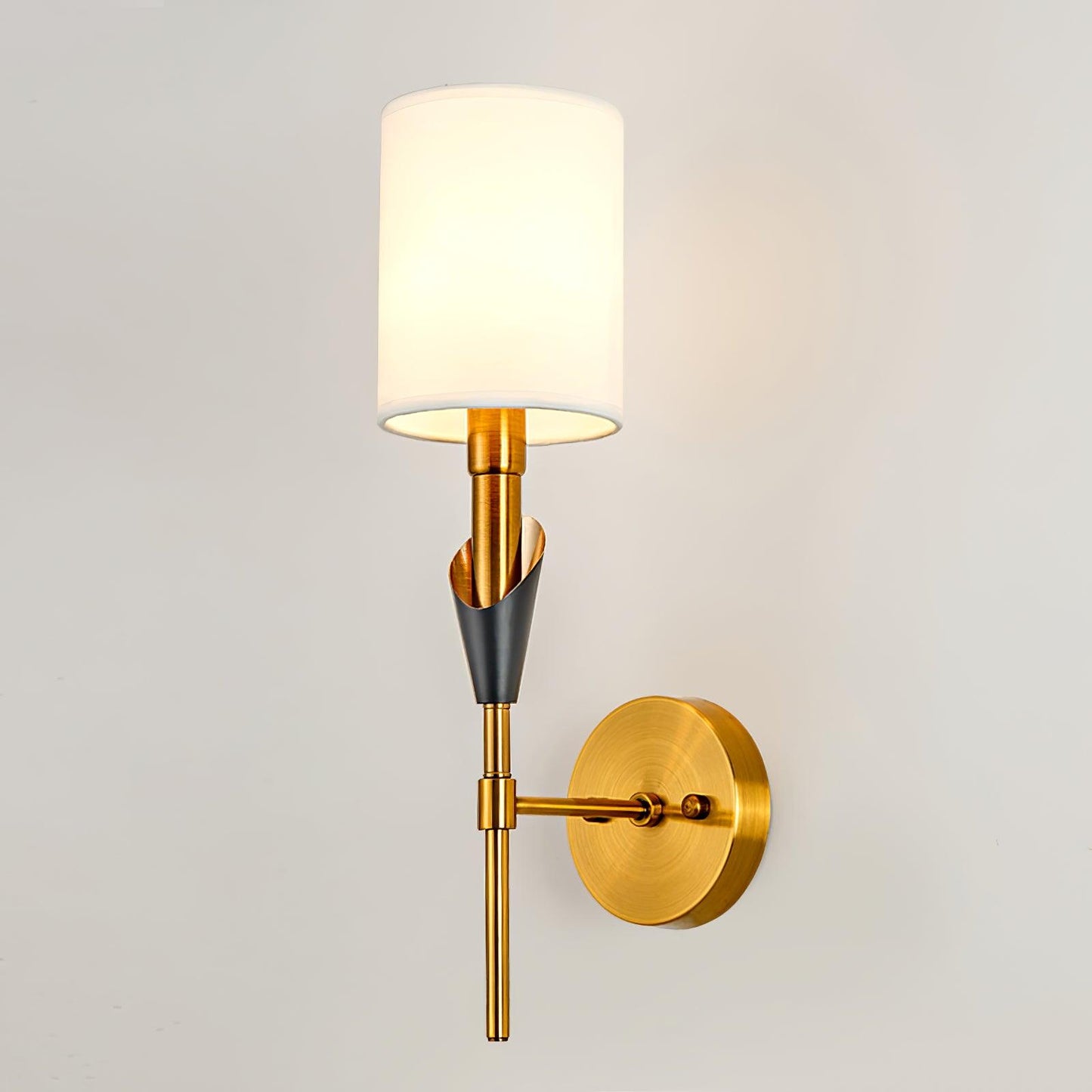 Tate Wall Lamp Set | Metal & Fabric | Gold & White