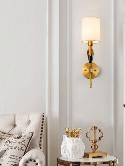 Tate Wall Lamp Set | Metal & Fabric | Gold & White