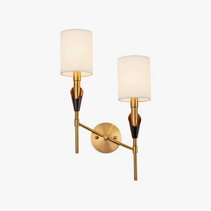 Tate Wall Lamp Set | Metal & Fabric | Gold & White
