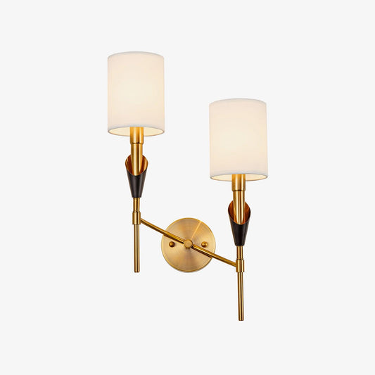 Tate Wall Lamp Set | Metal & Fabric | Gold & White