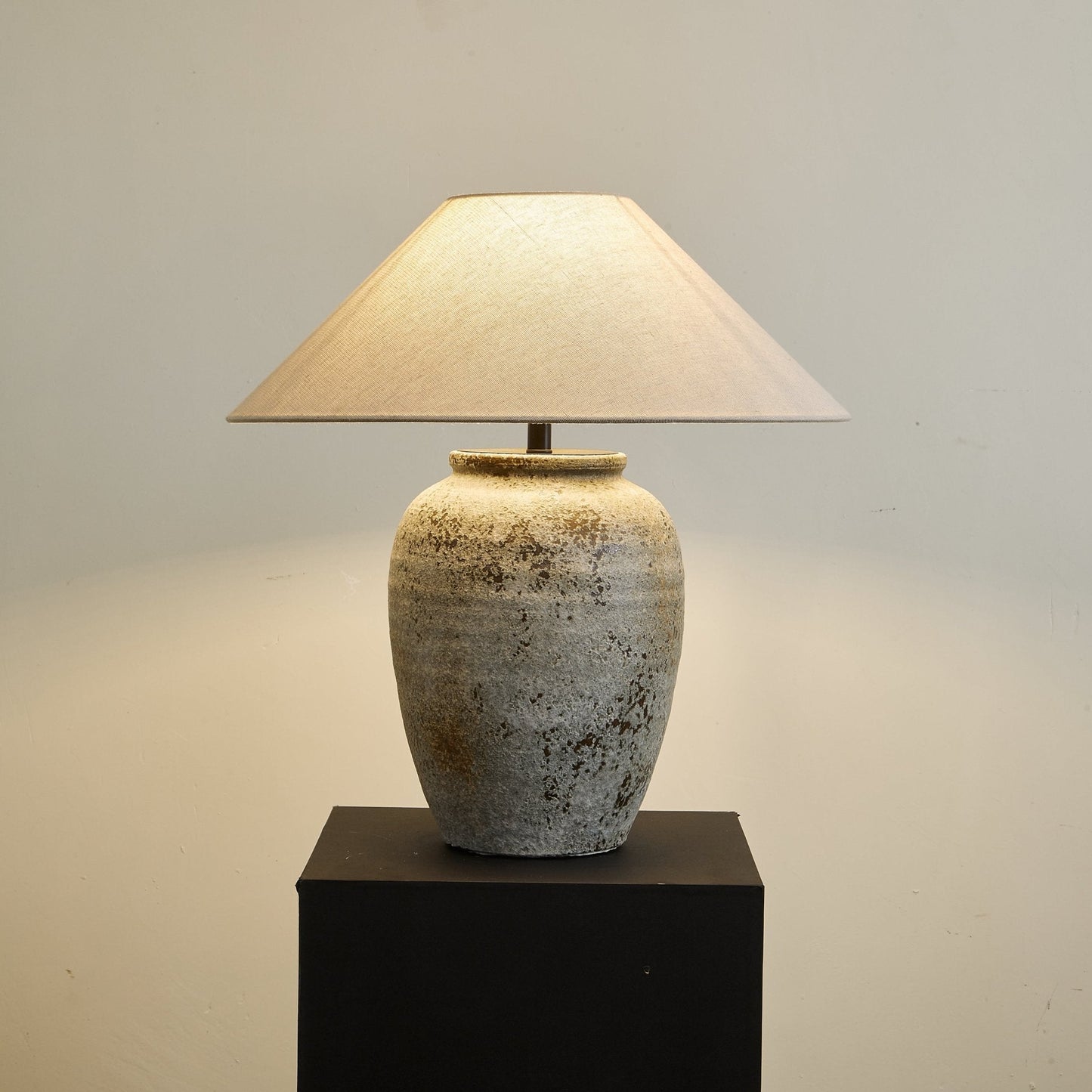 Ceramic Table Lamp | Aged Stone Finish | 55cm Height