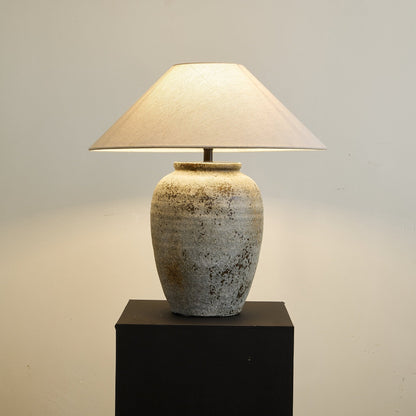 Ceramic Table Lamp | Aged Stone Finish | 55cm Height