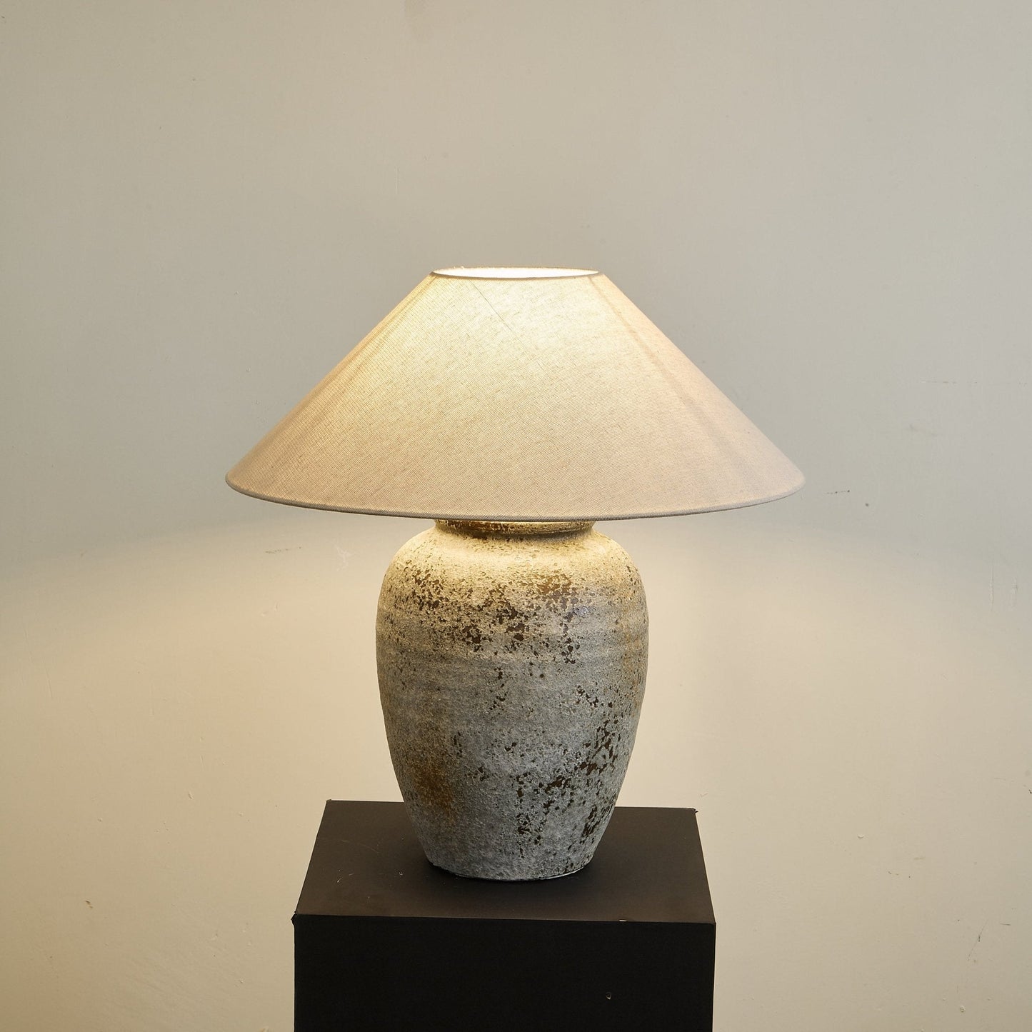 Ceramic Table Lamp | Aged Stone Finish | 55cm Height