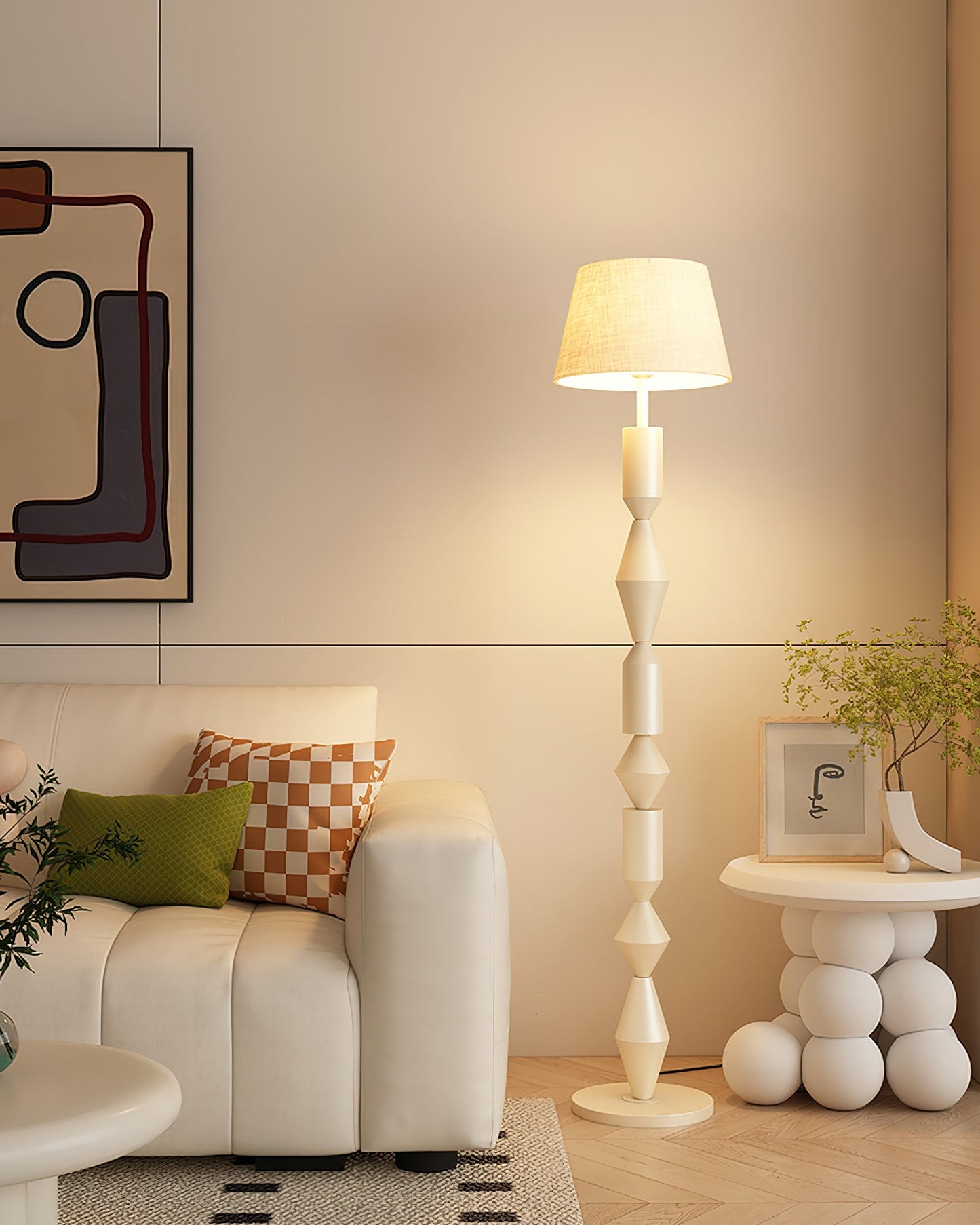 Tavira Floor Lamp | Metal & Fabric | Green, Black, Beige