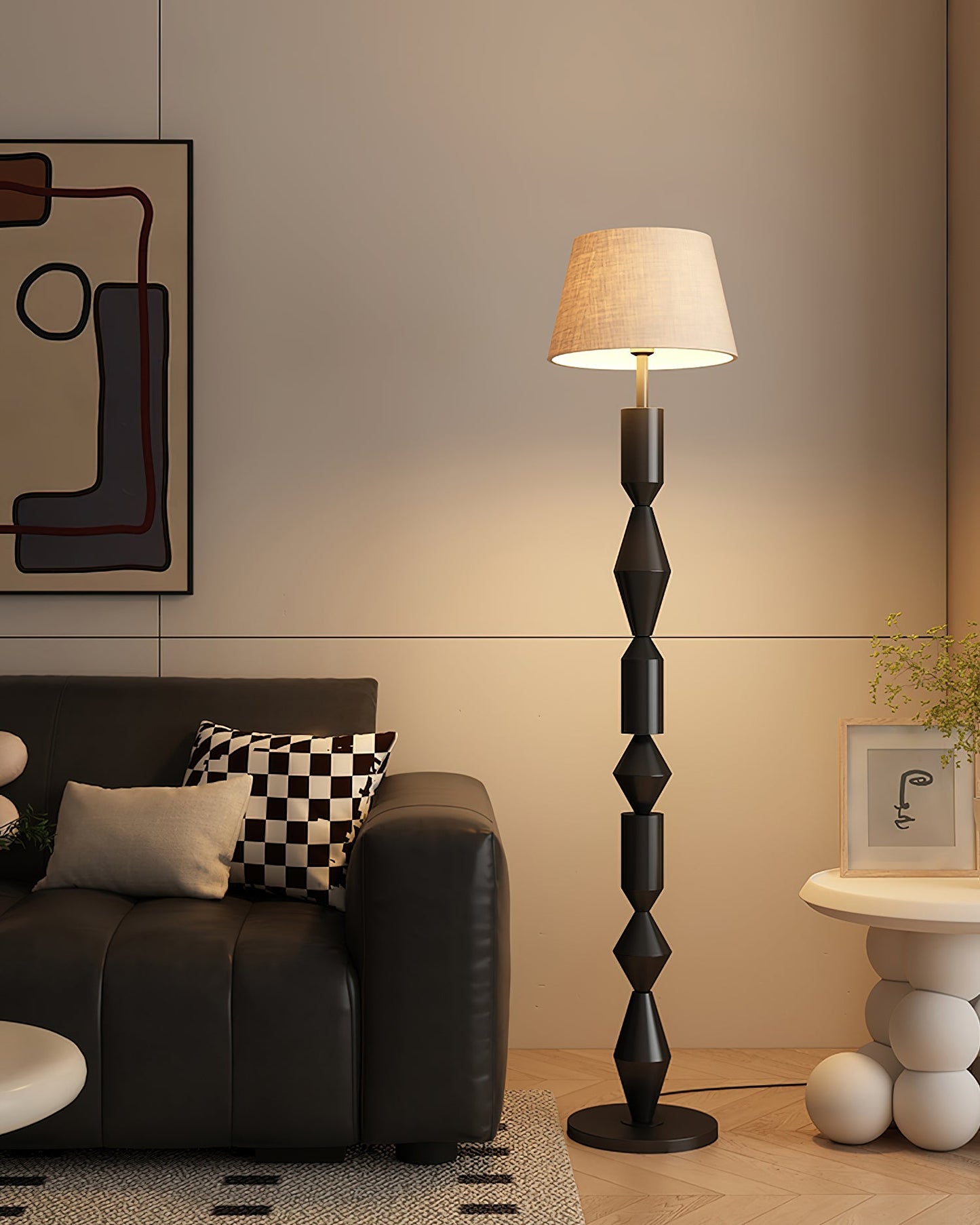 Tavira Floor Lamp | Metal & Fabric | Green, Black, Beige