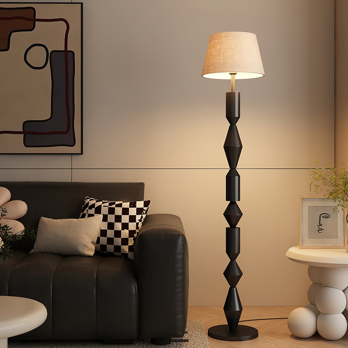 Tavira Floor Lamp | Metal & Fabric | Green, Black, Beige