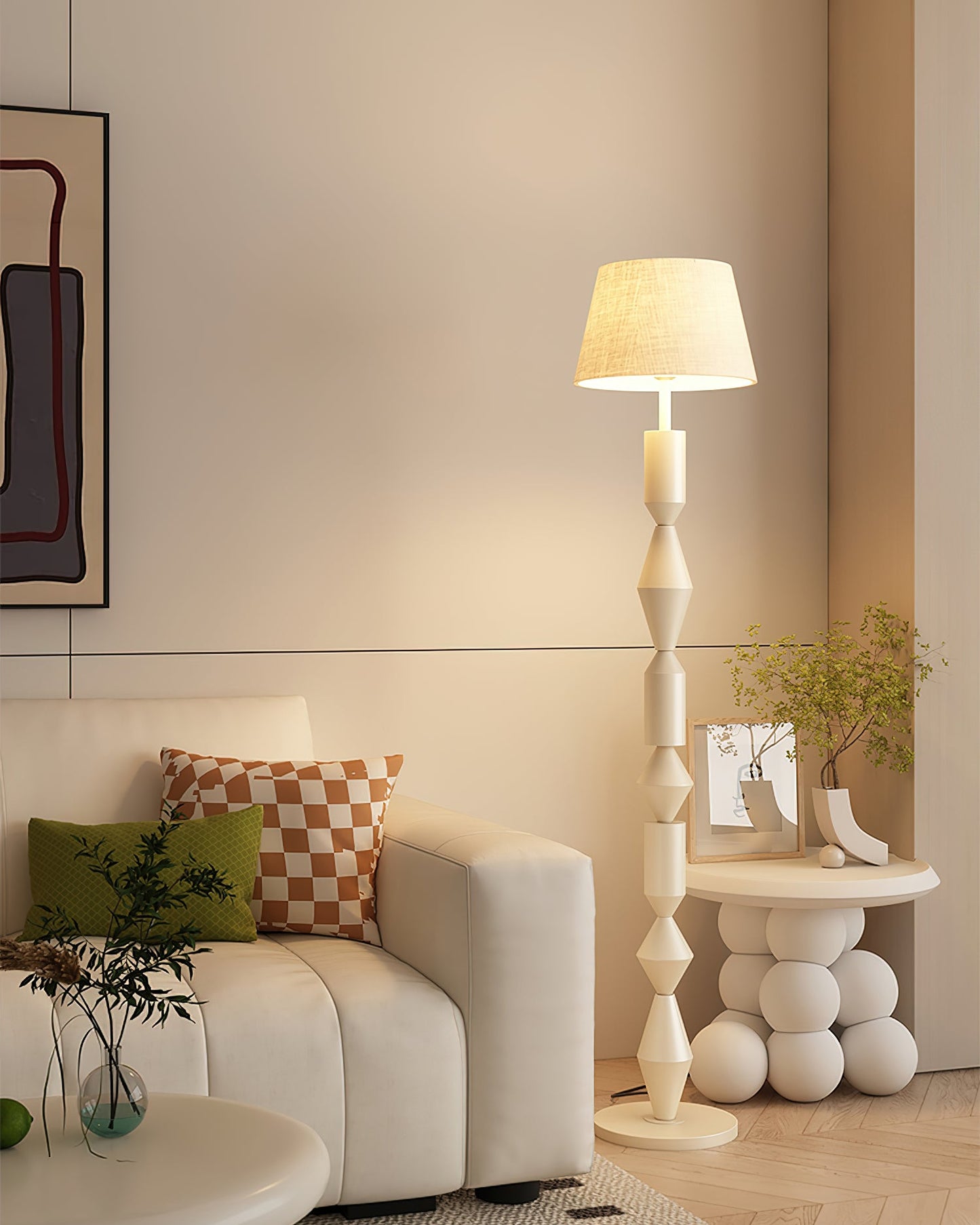 Tavira Floor Lamp | Metal & Fabric | Green, Black, Beige
