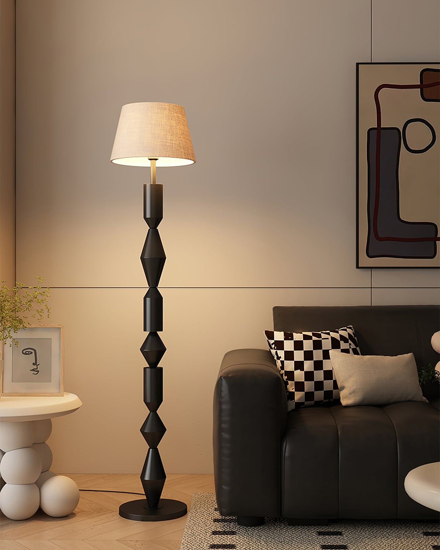 Tavira Floor Lamp | Metal & Fabric | Green, Black, Beige