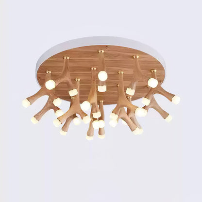 Tentacle Ceiling Lamp | Natural Wood & Metal | 12/24/60 Heads