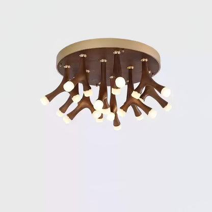 Tentacle Ceiling Lamp | Natural Wood & Metal | 12/24/60 Heads