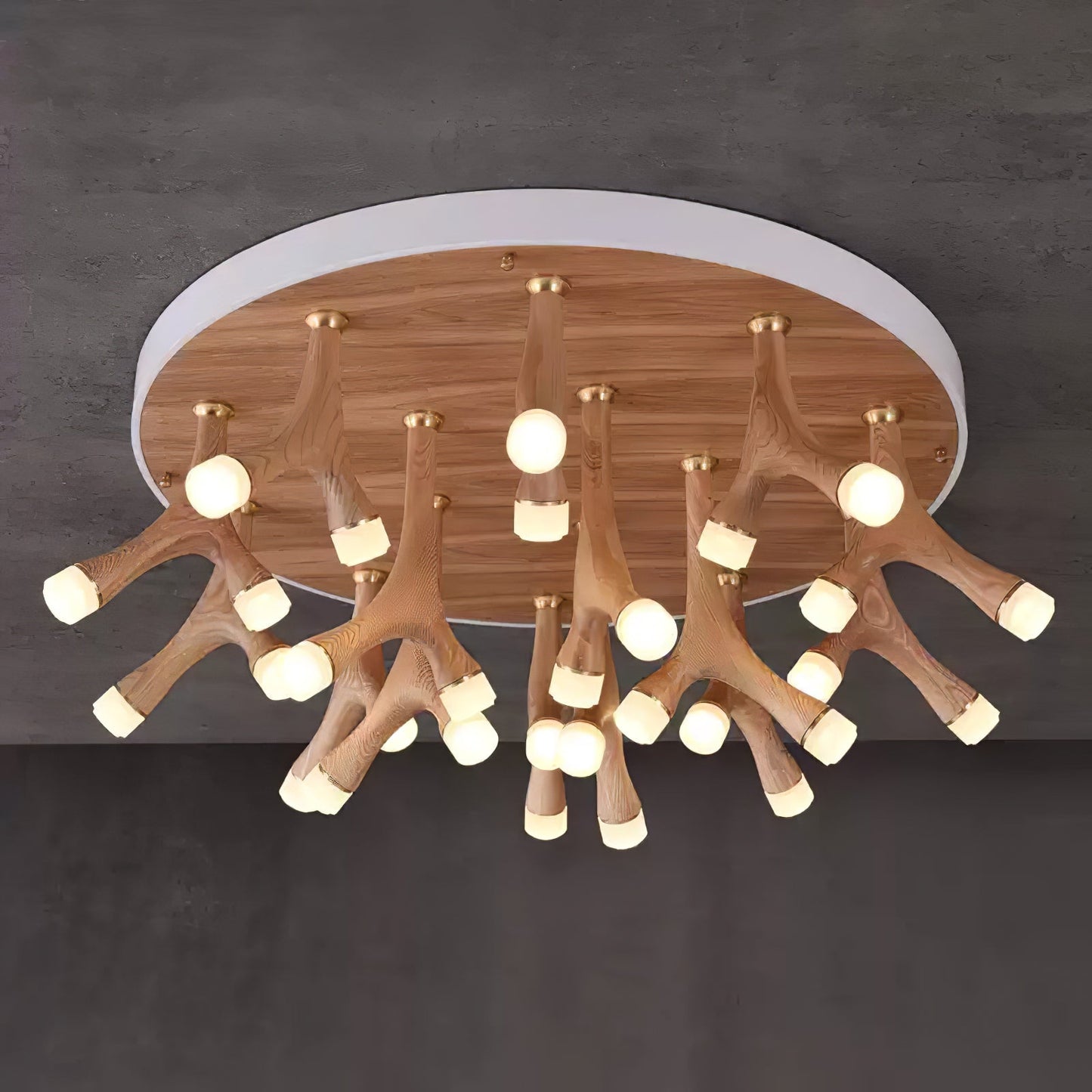 Tentacle Ceiling Lamp | Natural Wood & Metal | 12/24/60 Heads
