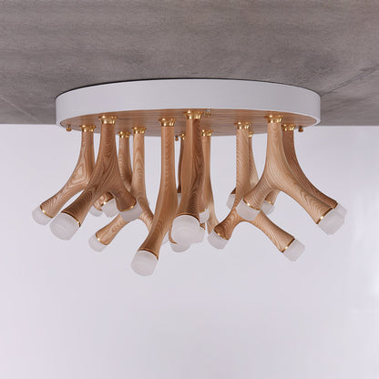 Tentacle Ceiling Lamp | Natural Wood & Metal | 12/24/60 Heads