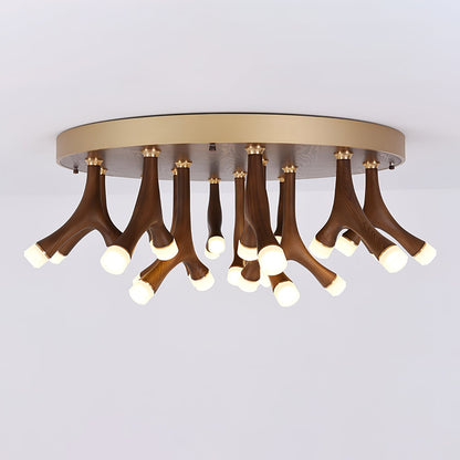 Tentacle Ceiling Lamp | Natural Wood & Metal | 12/24/60 Heads
