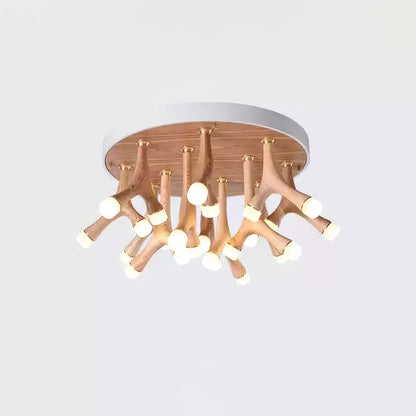 Tentacle Ceiling Lamp | Natural Wood & Metal | 12/24/60 Heads