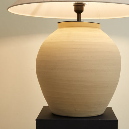 Tera Table Lamp | Handcrafted Terracotta | Beige and White