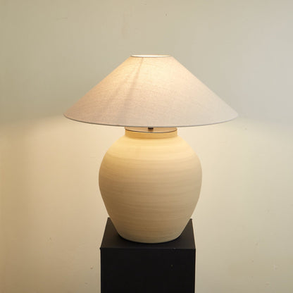 Tera Table Lamp | Handcrafted Terracotta | Beige and White