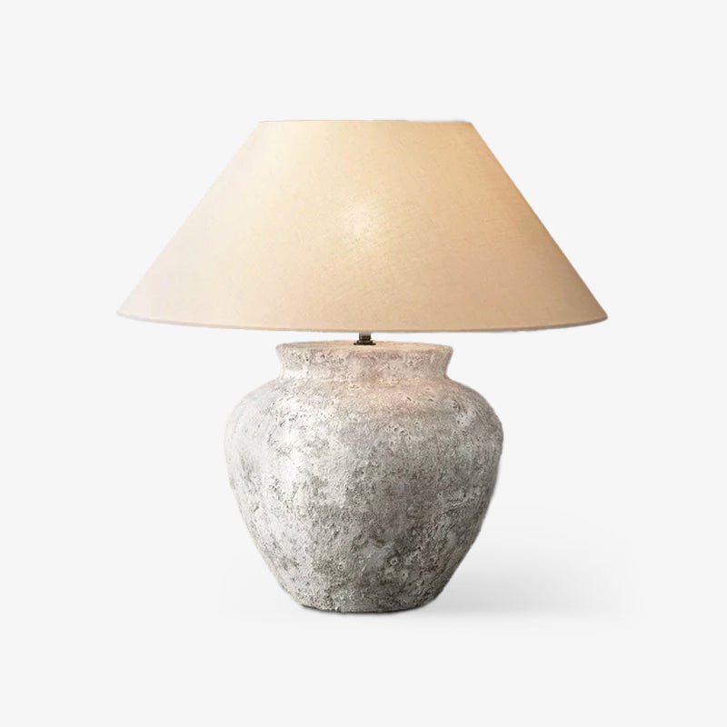 Terra Cotta Table Lamp | Handcrafted Rustic Design | Weathered White