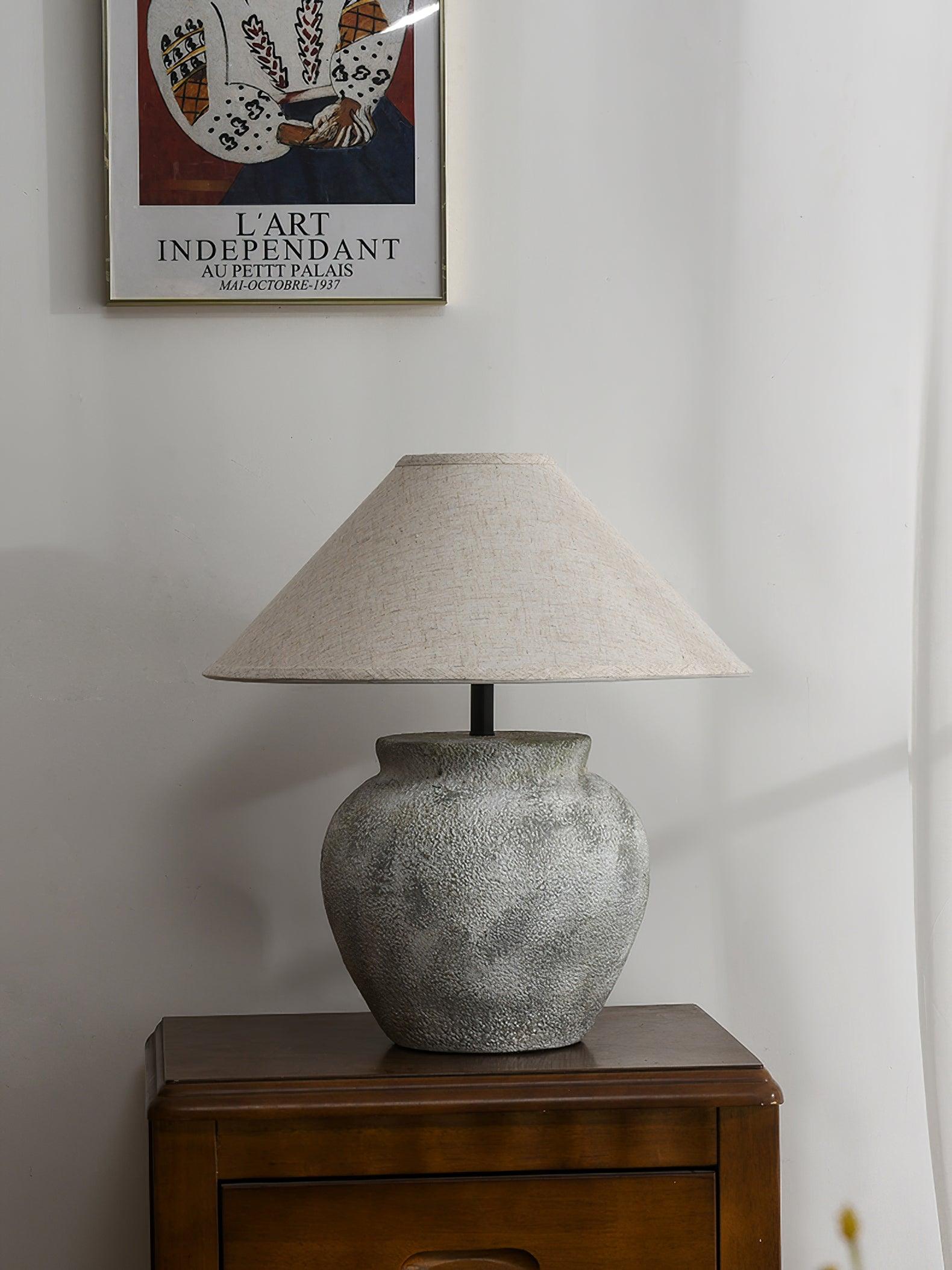 Terra Cotta Table Lamp | Handcrafted Rustic Design | Weathered White