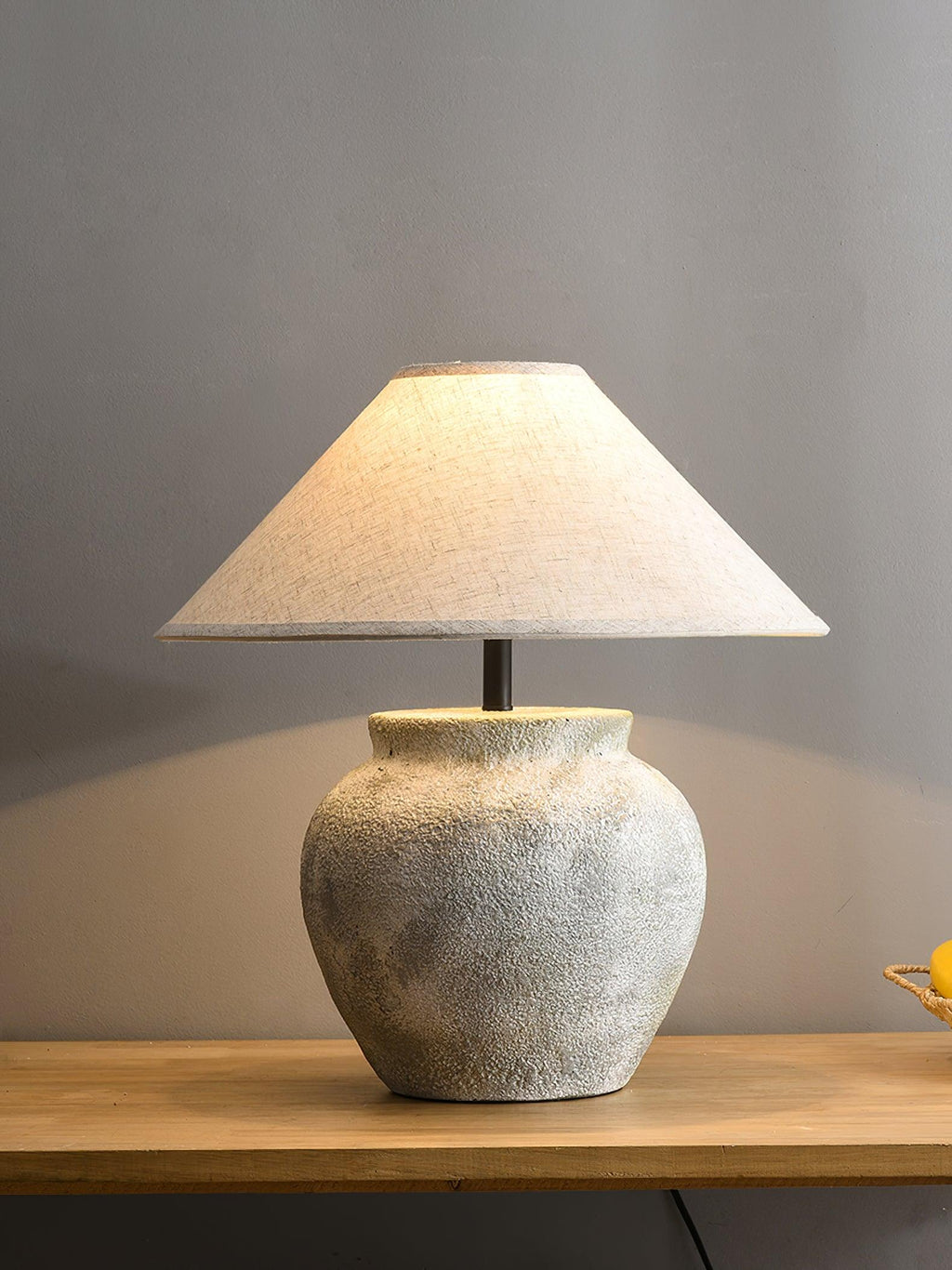 Terra Cotta Table Lamp | Handcrafted Rustic Design | Weathered White