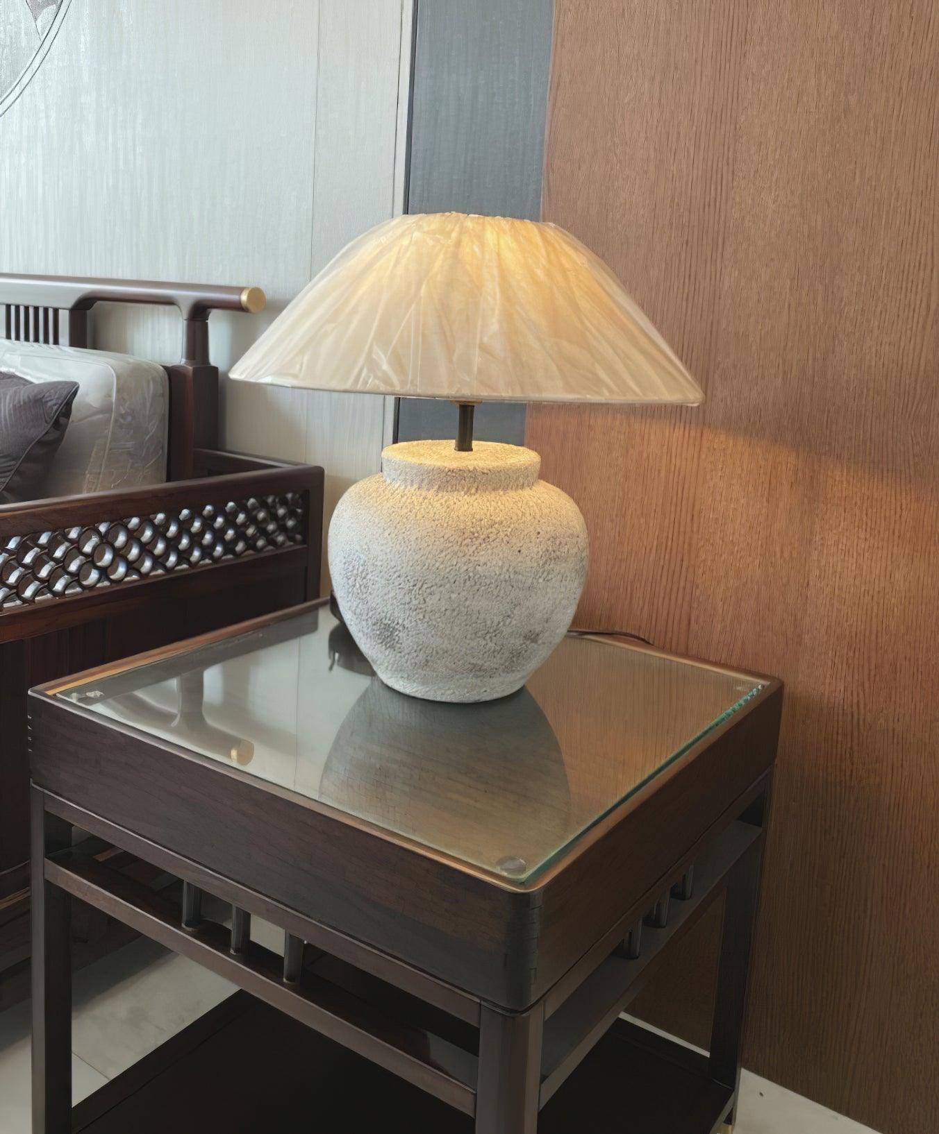 Terra Cotta Table Lamp | Handcrafted Rustic Design | Weathered White