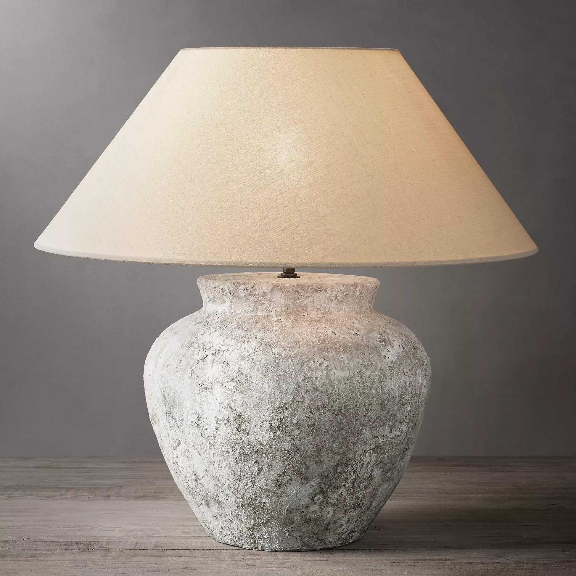 Terra Cotta Table Lamp | Handcrafted Rustic Design | Weathered White