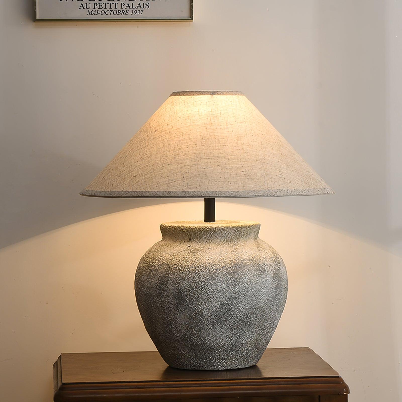 Terra Cotta Table Lamp | Handcrafted Rustic Design | Weathered White