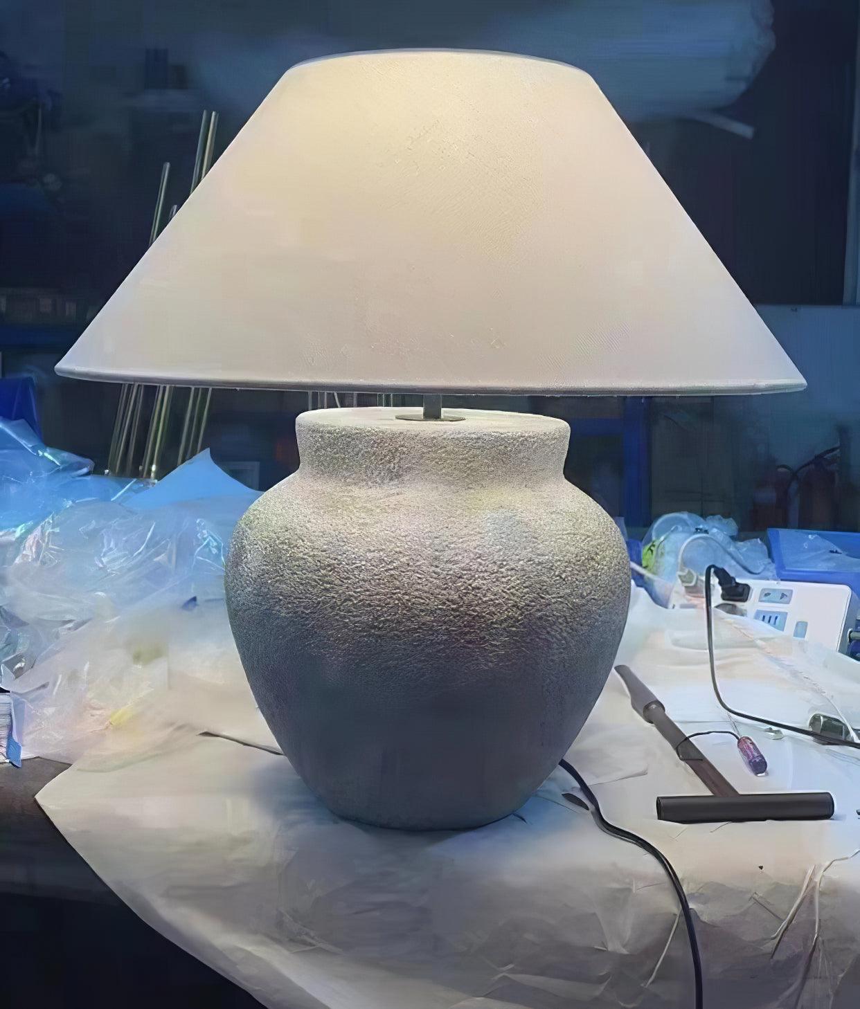 Terra Cotta Table Lamp | Handcrafted Rustic Design | Weathered White