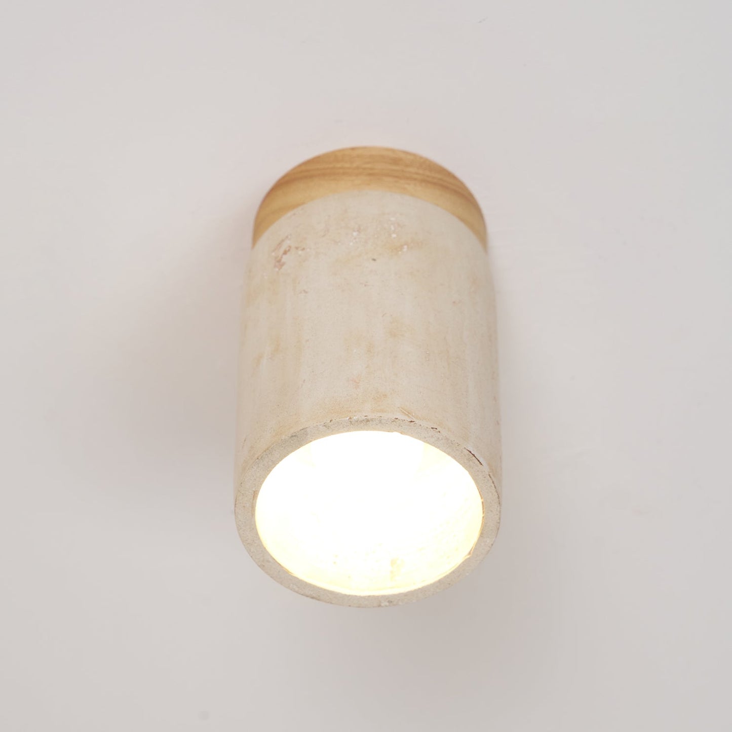 Terra Ceiling Light | Yellow Travertine Shade | Walnut Wood Base