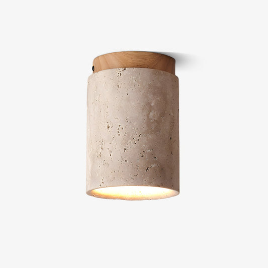 Terra Ceiling Light | Yellow Travertine Shade | Walnut Wood Base