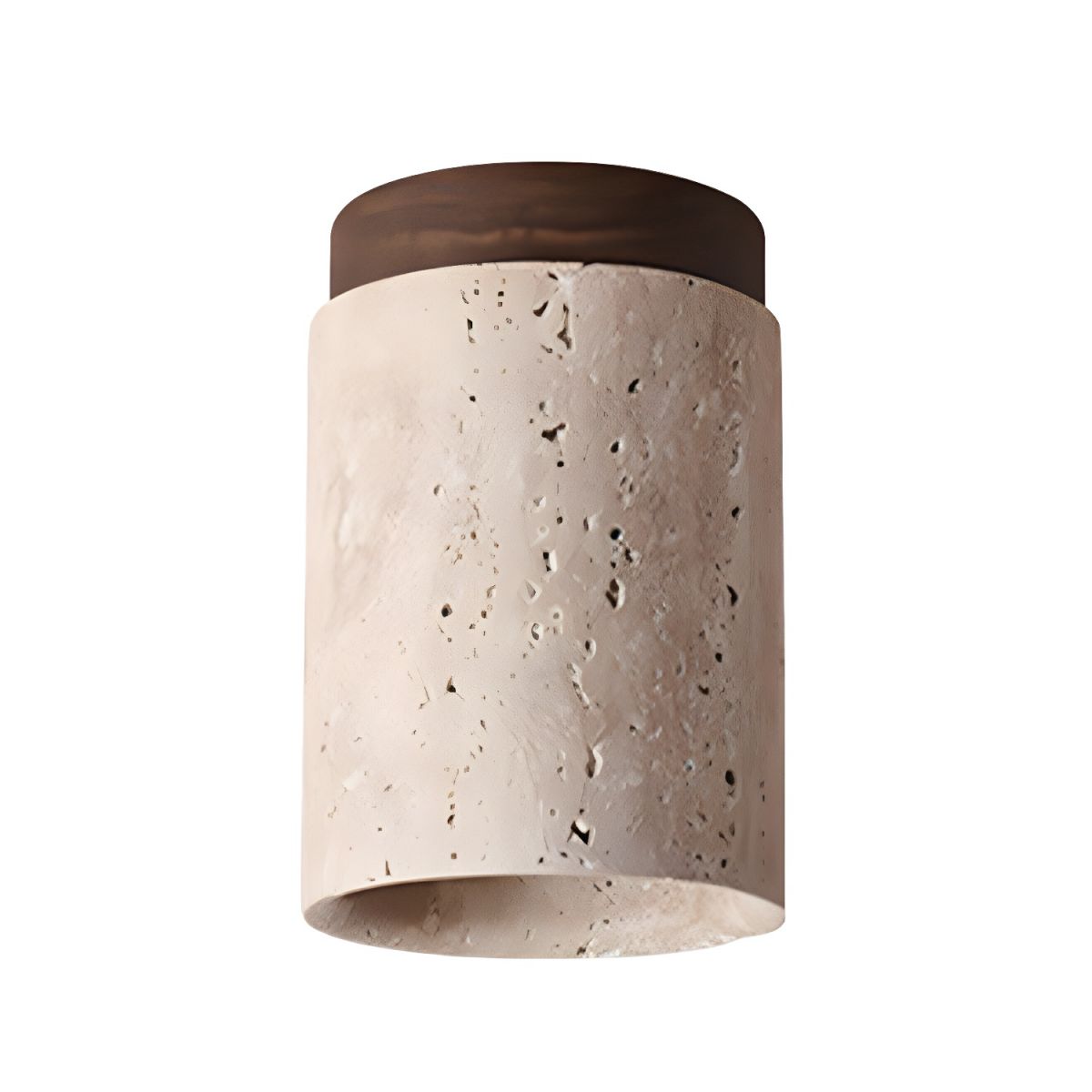 Terra Ceiling Light | Yellow Travertine Shade | Walnut Wood Base