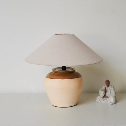 Terra Glow Table Lamp | Ceramic Base | Beige and White