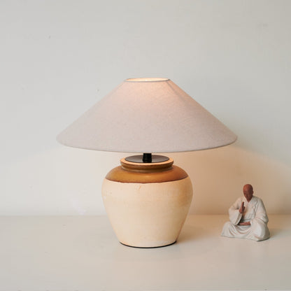 Terra Glow Table Lamp | Ceramic Base | Beige and White