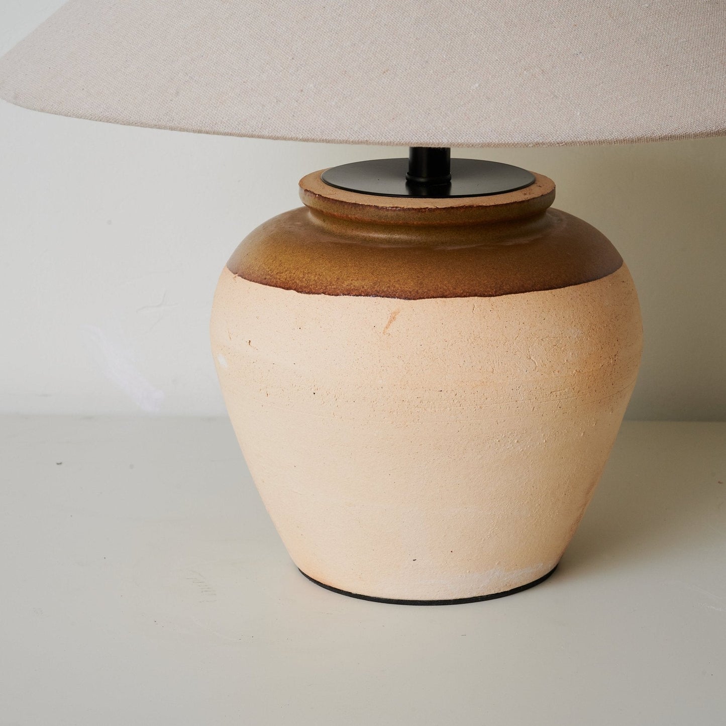 Terra Glow Table Lamp | Ceramic Base | Beige and White