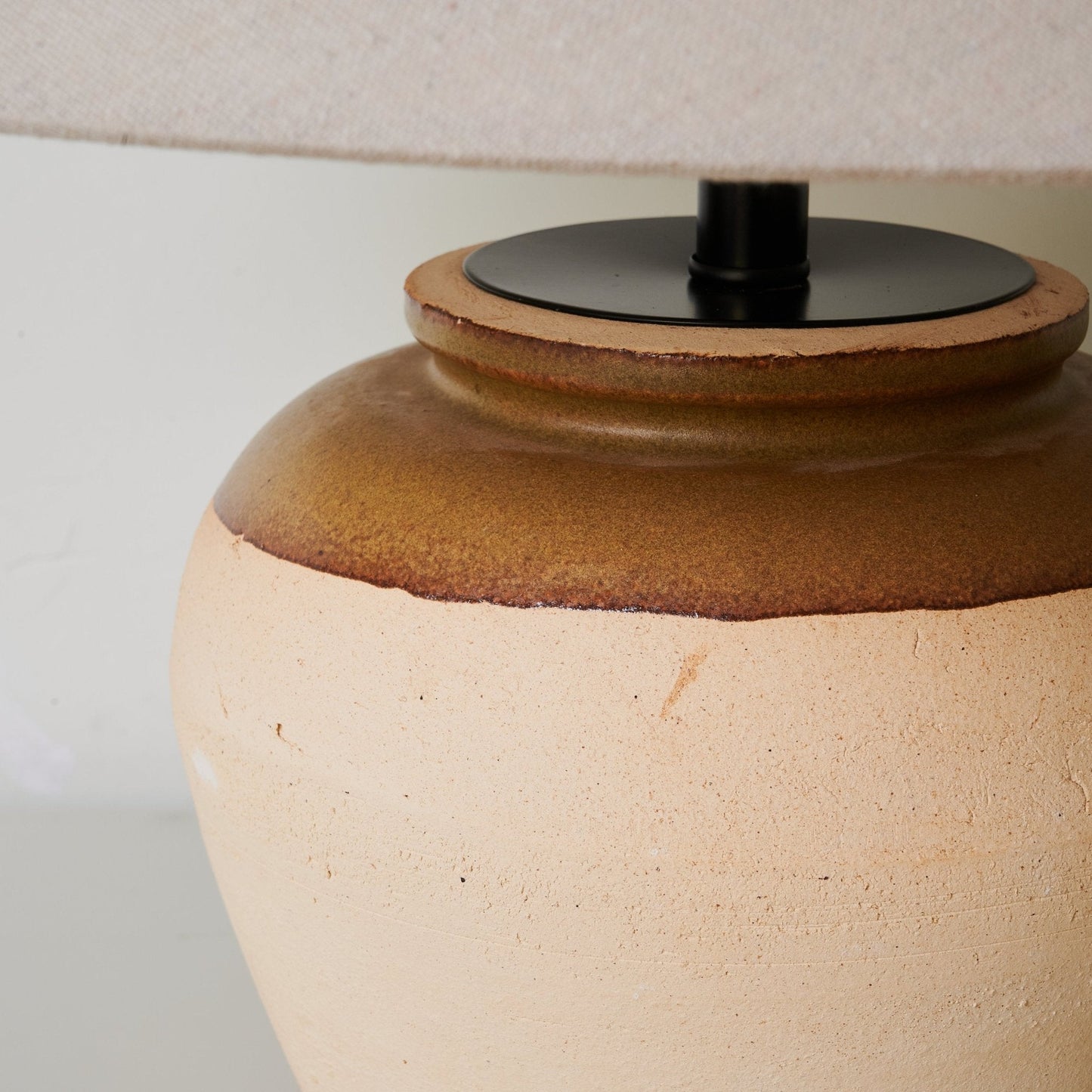 Terra Glow Table Lamp | Ceramic Base | Beige and White
