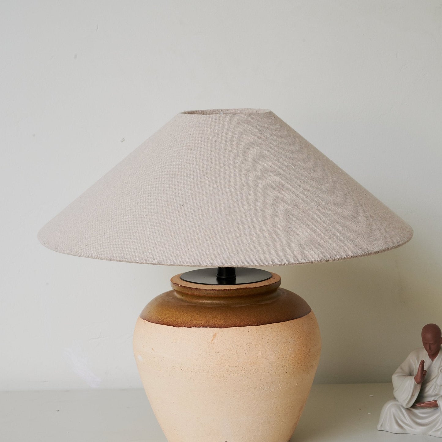 Terra Glow Table Lamp | Ceramic Base | Beige and White