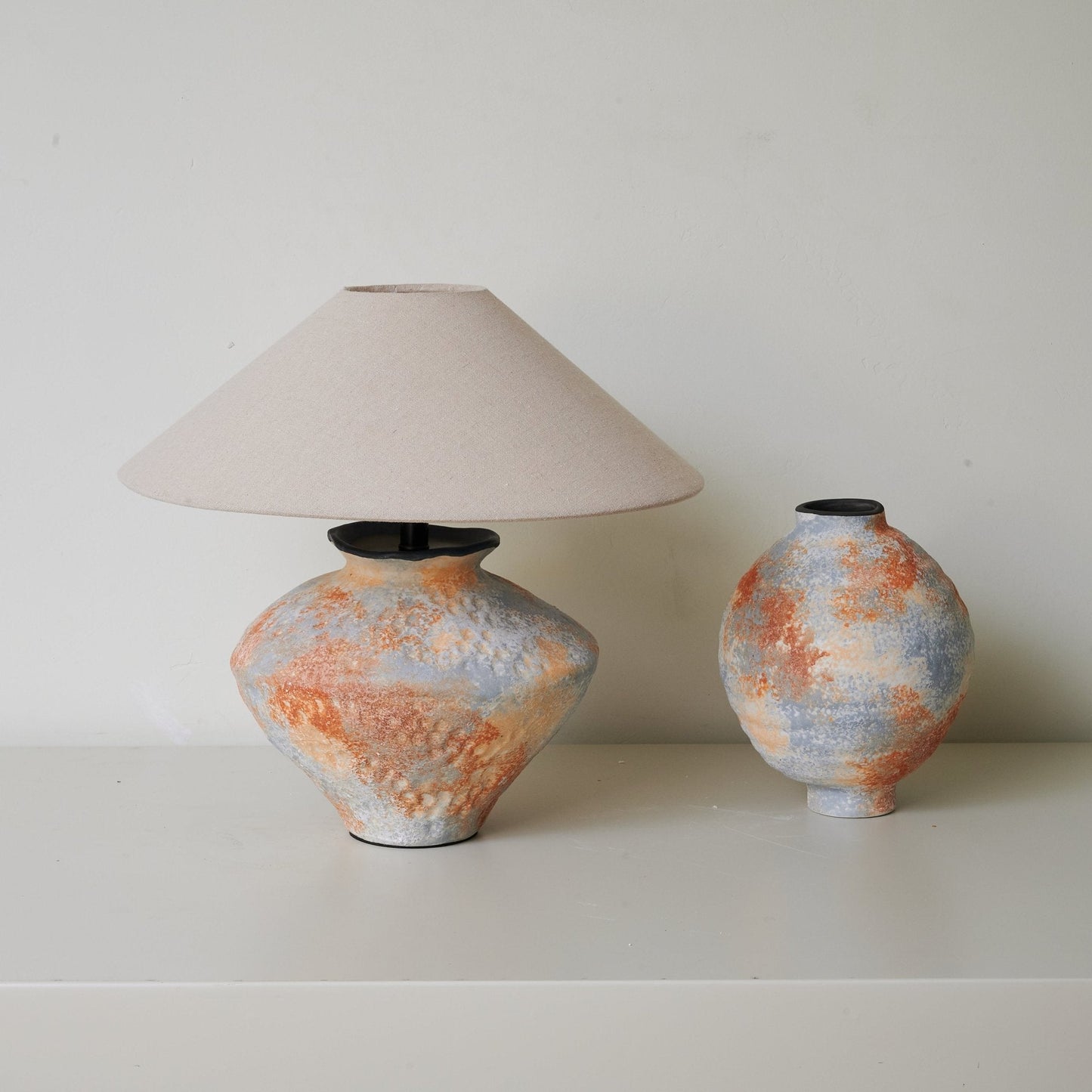 Terra Nova Table Lamp | Ceramic Base | Burnt Orange & Beige