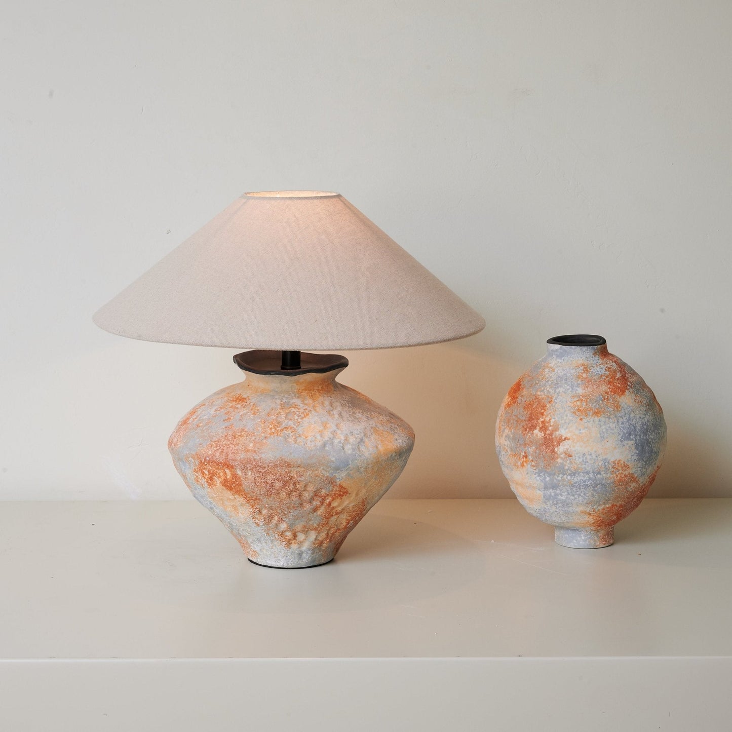 Terra Nova Table Lamp | Ceramic Base | Burnt Orange & Beige