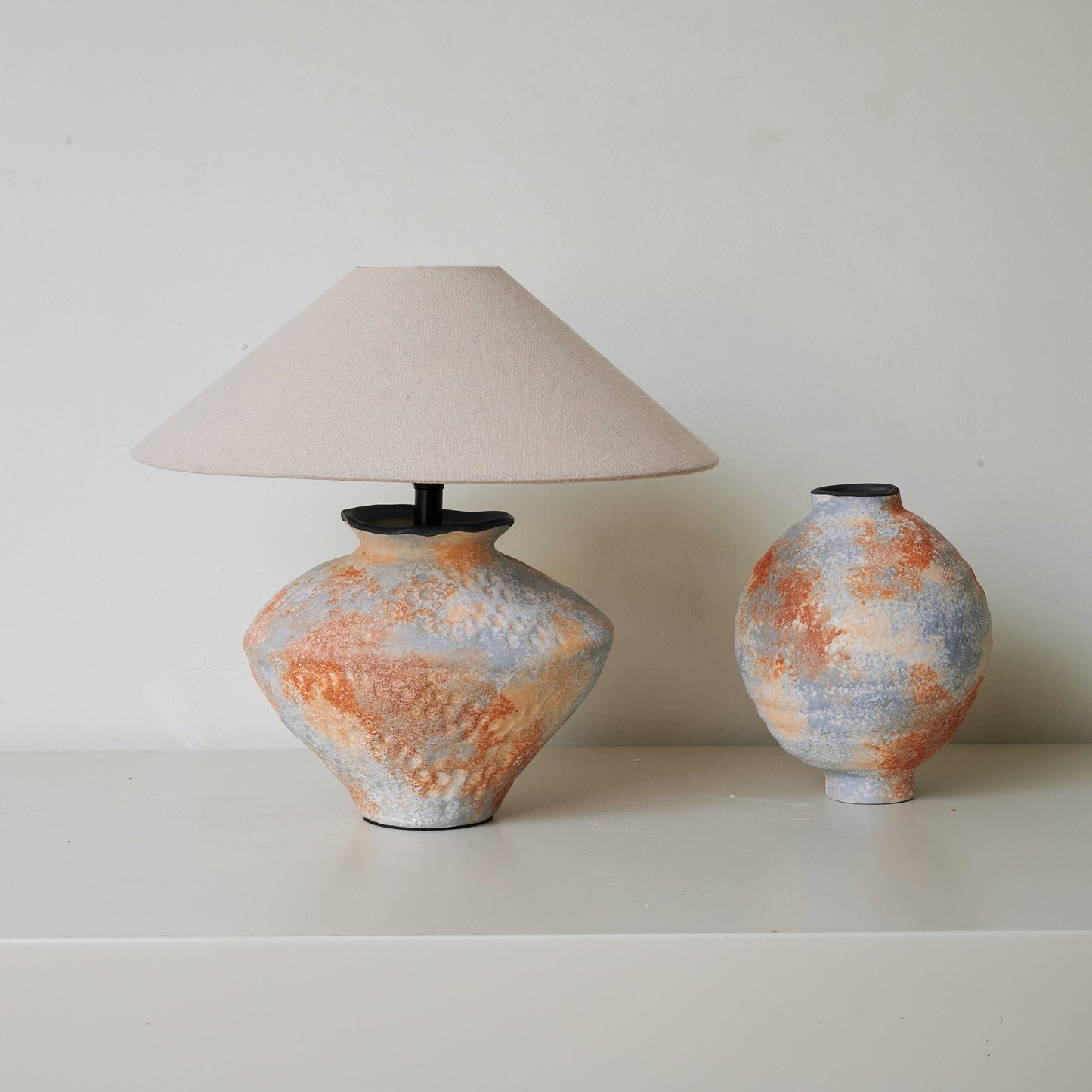 Terra Nova Table Lamp | Ceramic Base | Burnt Orange & Beige
