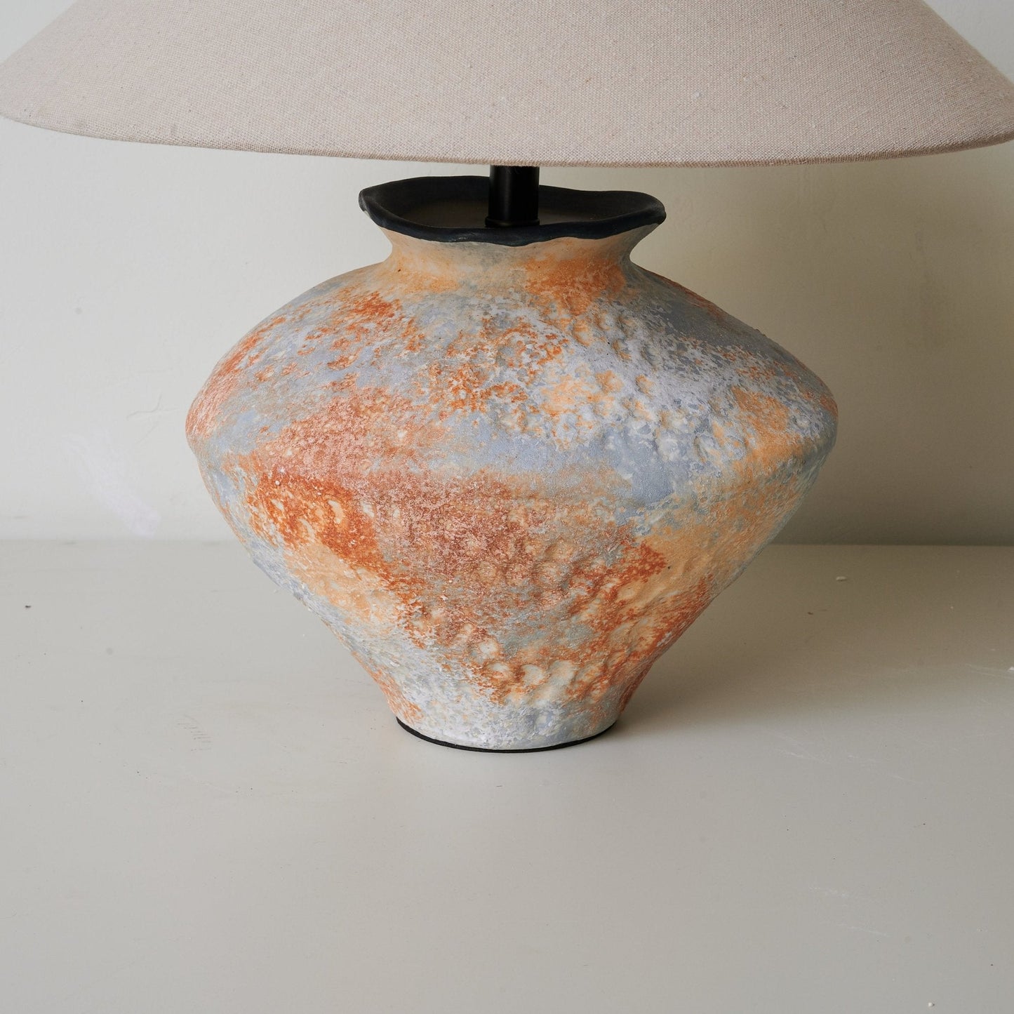 Terra Nova Table Lamp | Ceramic Base | Burnt Orange & Beige