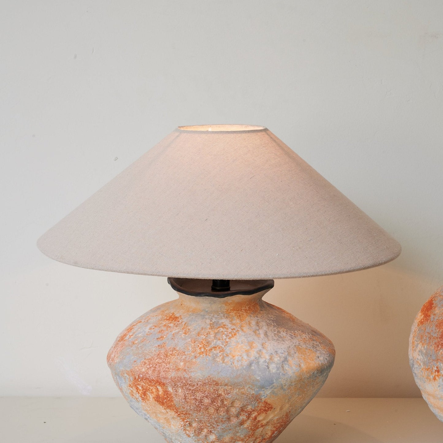 Terra Nova Table Lamp | Ceramic Base | Burnt Orange & Beige
