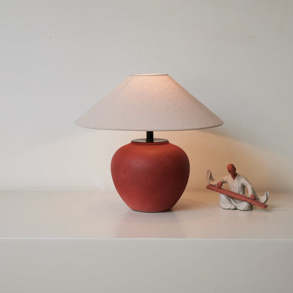 Terra Rouge Table Lamp | Red Ceramic Base | Linen Shade