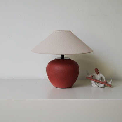 Terra Rouge Table Lamp | Red Ceramic Base | Linen Shade