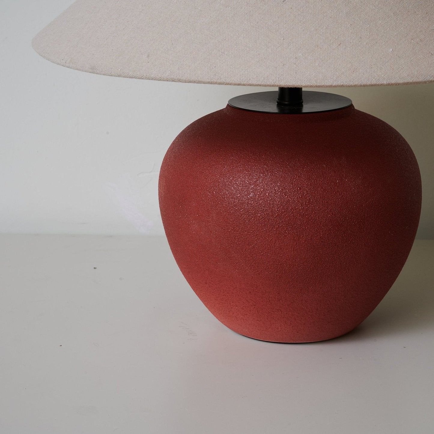 Terra Rouge Table Lamp | Red Ceramic Base | Linen Shade