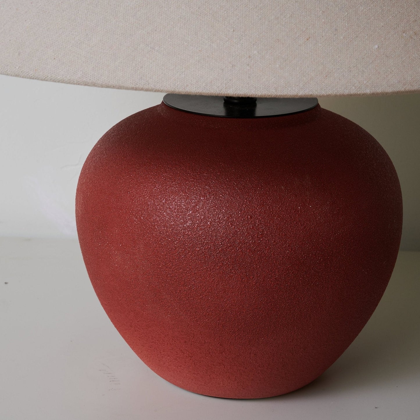 Terra Rouge Table Lamp | Red Ceramic Base | Linen Shade