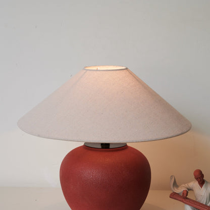 Terra Rouge Table Lamp | Red Ceramic Base | Linen Shade