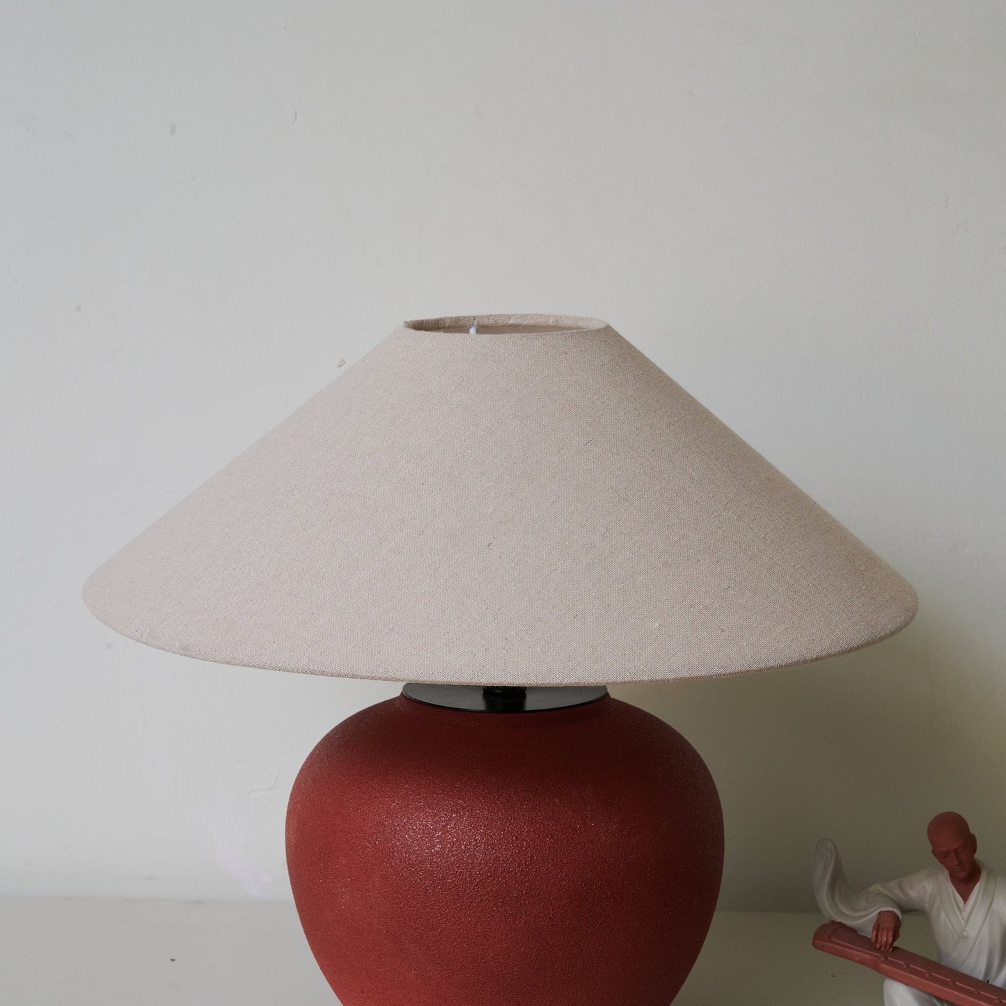 Terra Rouge Table Lamp | Red Ceramic Base | Linen Shade
