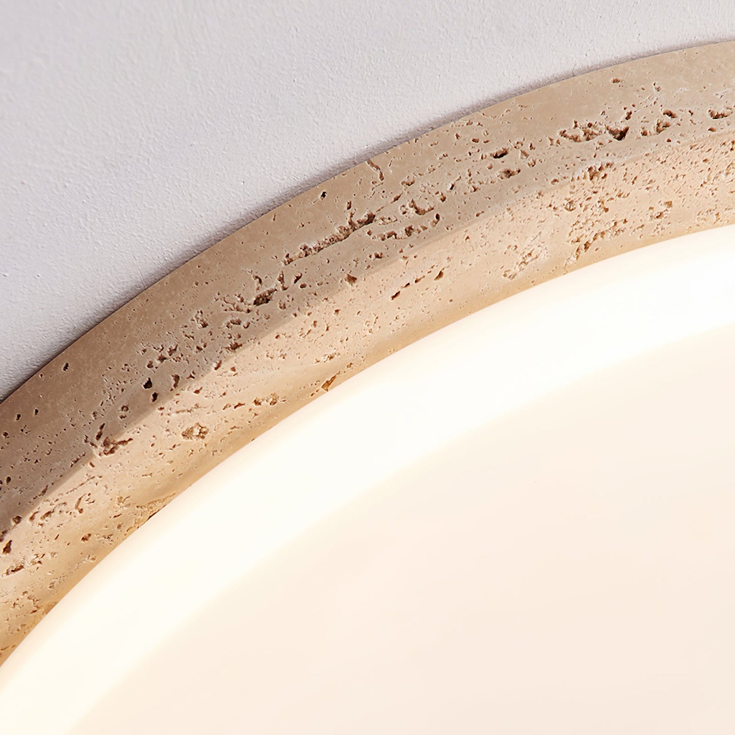 Terra Round Ceiling Light | Yellow Travertine & Acrylic | Multiple Sizes Available