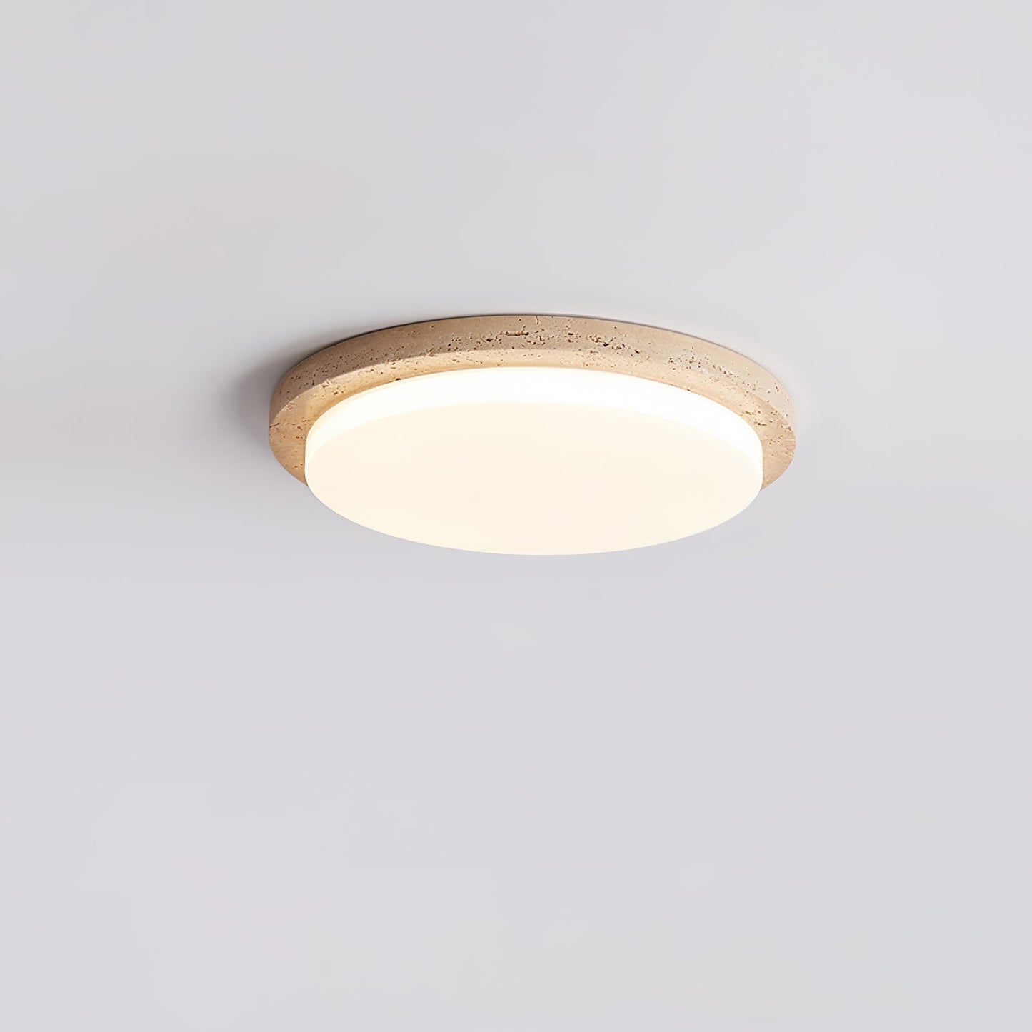 Terra Round Ceiling Light | Yellow Travertine & Acrylic | Multiple Sizes Available