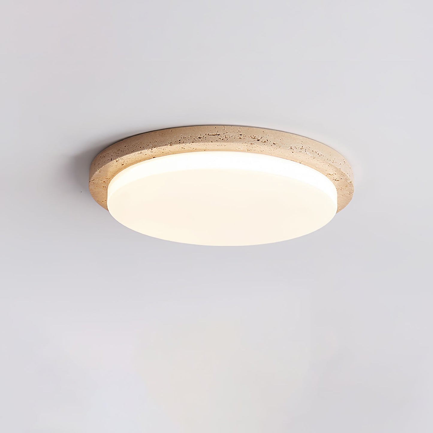 Terra Round Ceiling Light | Yellow Travertine & Acrylic | Multiple Sizes Available