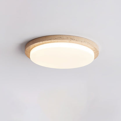 Terra Round Ceiling Light | Yellow Travertine & Acrylic | Multiple Sizes Available
